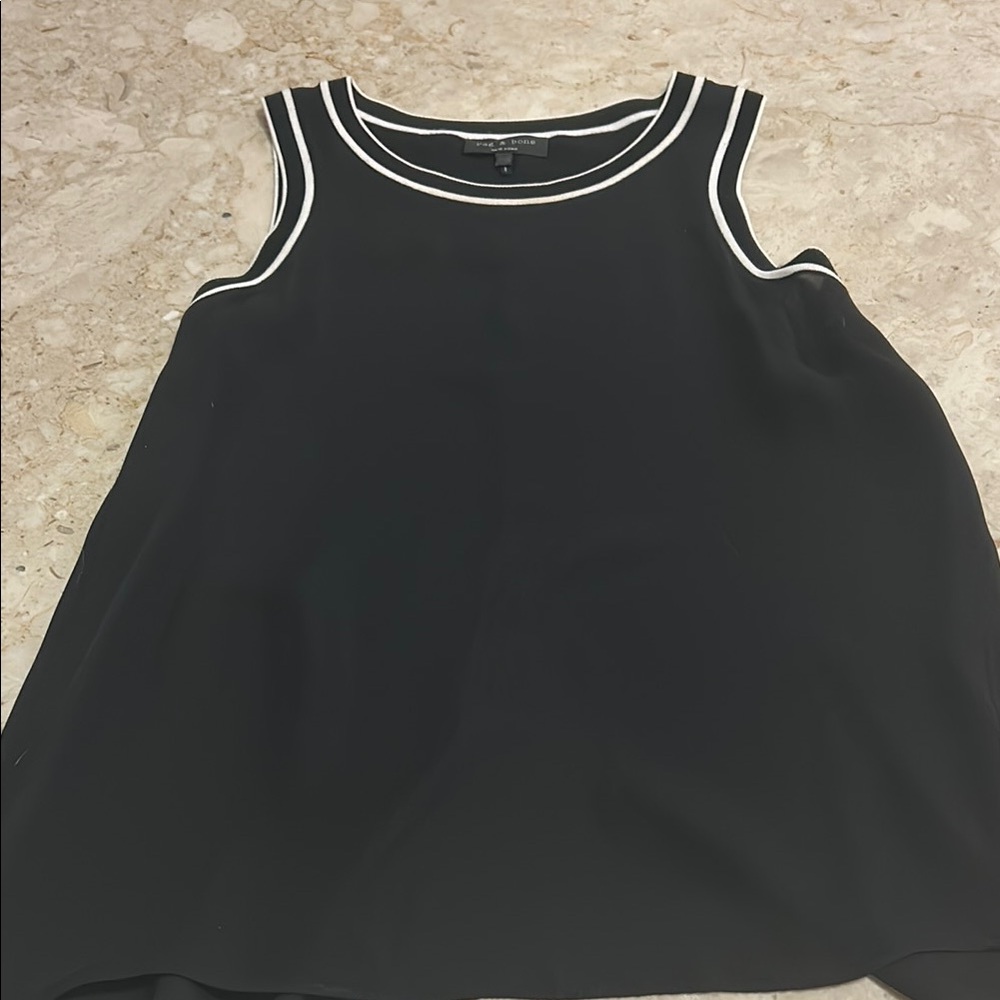 Rag & Bone Black and White Boxy Tank Top